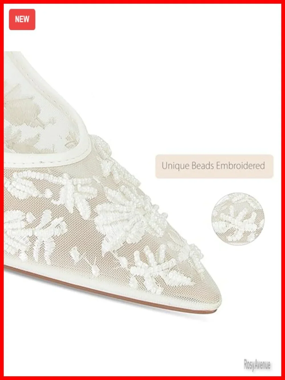 Lace Mesh Slingback Kitten Heels Wedding Pointed Toe Pumps